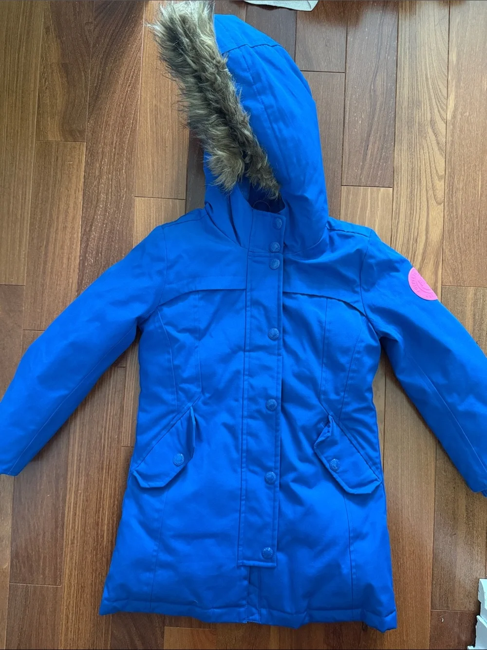 GAP Royal Blue Kids Puffer Parka with Faux-Fur Trimmed Hood